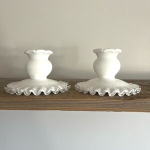 Vintage Fenton milk Glass Candle Holders